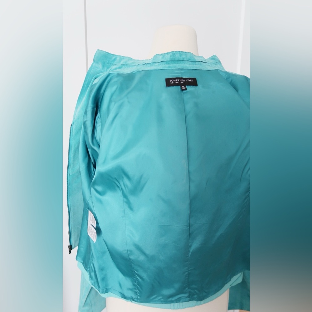 Jones New York Collection Suede Jacket in Turquoise Blue Aqua, Y2K - Picture 10 of 11